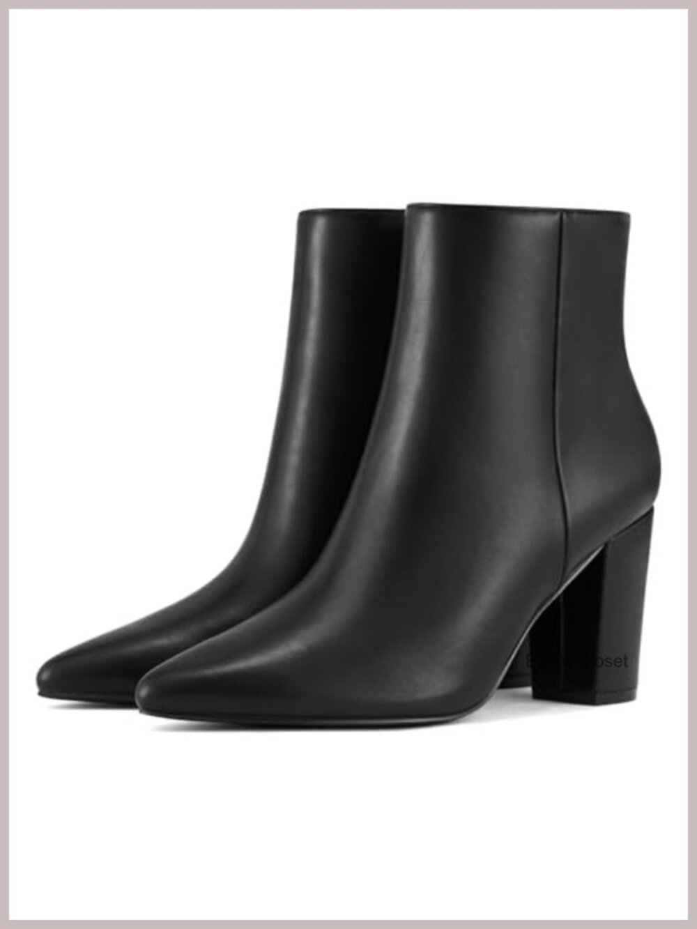 Women's Ankle Boots Pointed Toe Chunky Heel Side Zipper Vegan Synthetic Leather